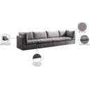  Meridian Jacob 140" Grey Velvet Upholstered 4 pc Modular Sofa IMAGE 11
