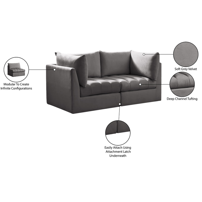 Meridian Jacob Grey Velvet Modular Sofa IMAGE 11