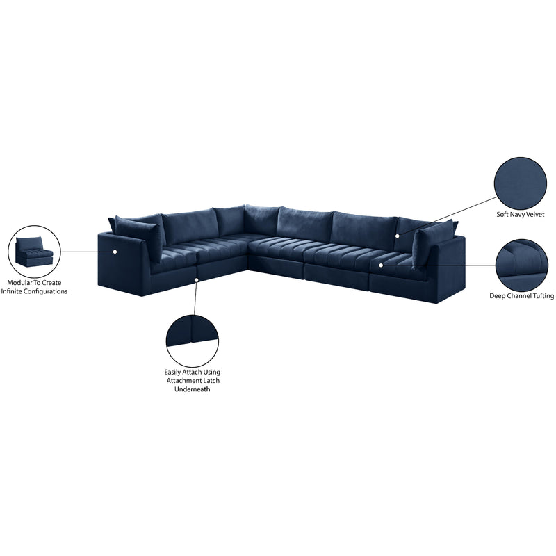Meridian Jacob Navy Velvet Modular Sectional IMAGE 14