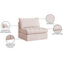 Meridian Jacob Pink Velvet Armless IMAGE 8