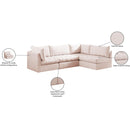 Meridian Jacob Pink Velvet Modular Sectional IMAGE 15