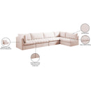 Meridian Jacob Pink Velvet Modular Sectional IMAGE 15