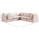 Meridian Jacob Pink Velvet Modular Sectional IMAGE 12