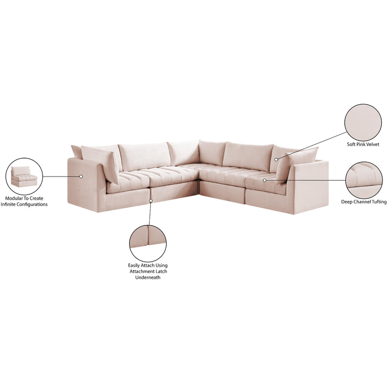 Meridian Jacob Pink Velvet Modular Sectional IMAGE 13