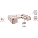 Meridian Jacob Pink Velvet Modular Sectional IMAGE 13