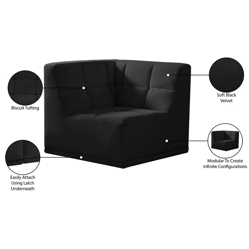 Meridian Relax Black Velvet Corner Chair IMAGE 11
