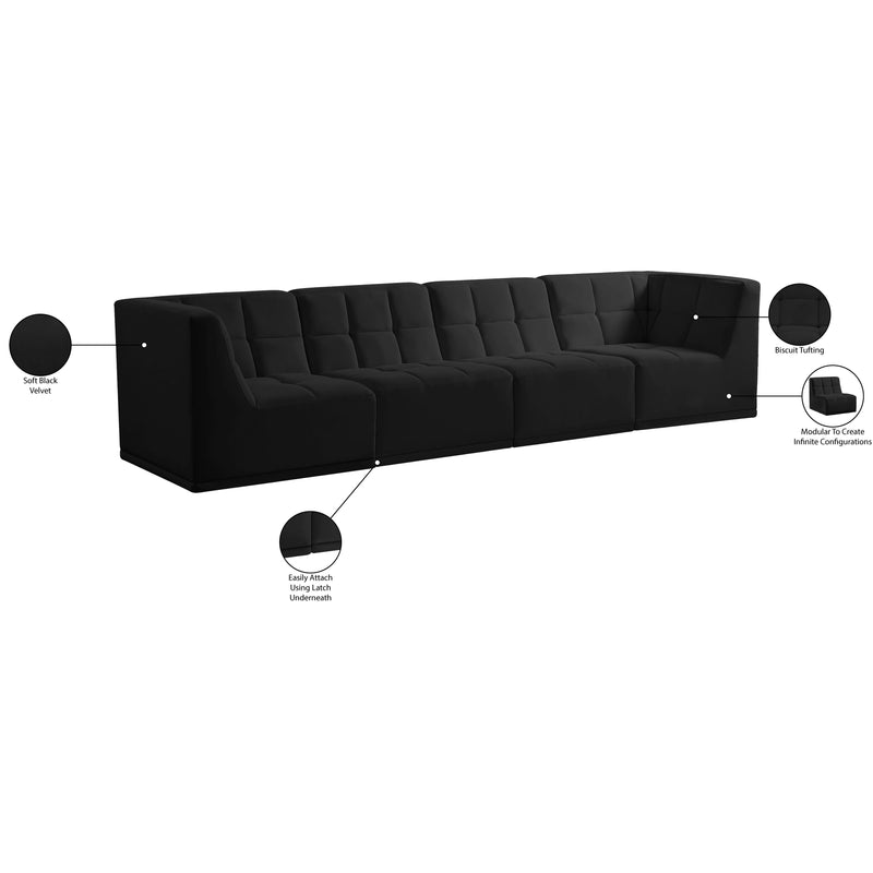 Meridian Relax Black Velvet Modular Sofa IMAGE 12