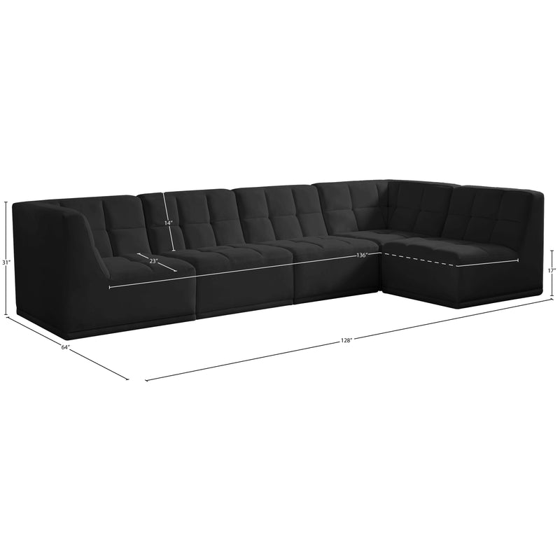 Meridian Relax Black Velvet Modular Sectional IMAGE 14