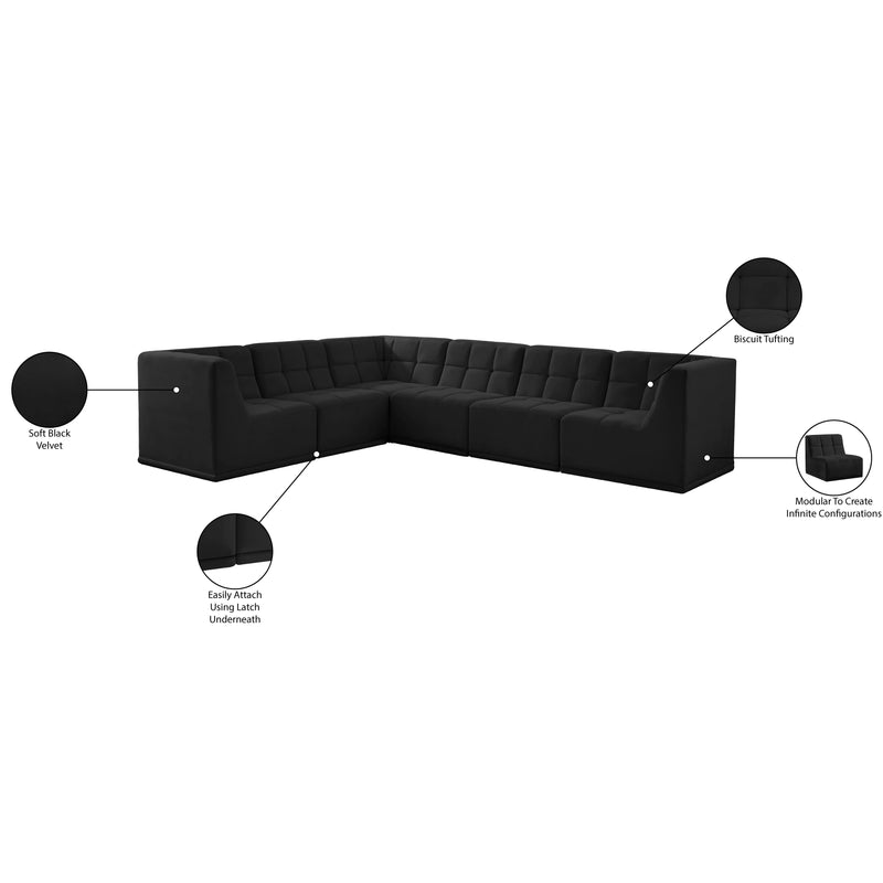 Meridian Relax Black Velvet Modular Sectional IMAGE 15