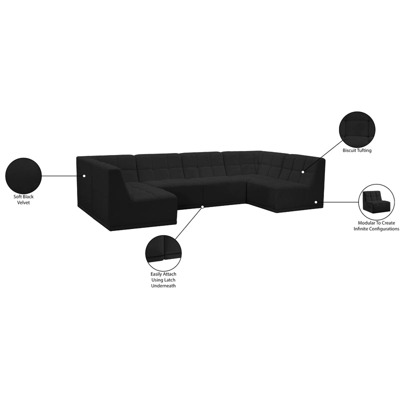 Meridian Relax Black Velvet Modular Sectional IMAGE 11