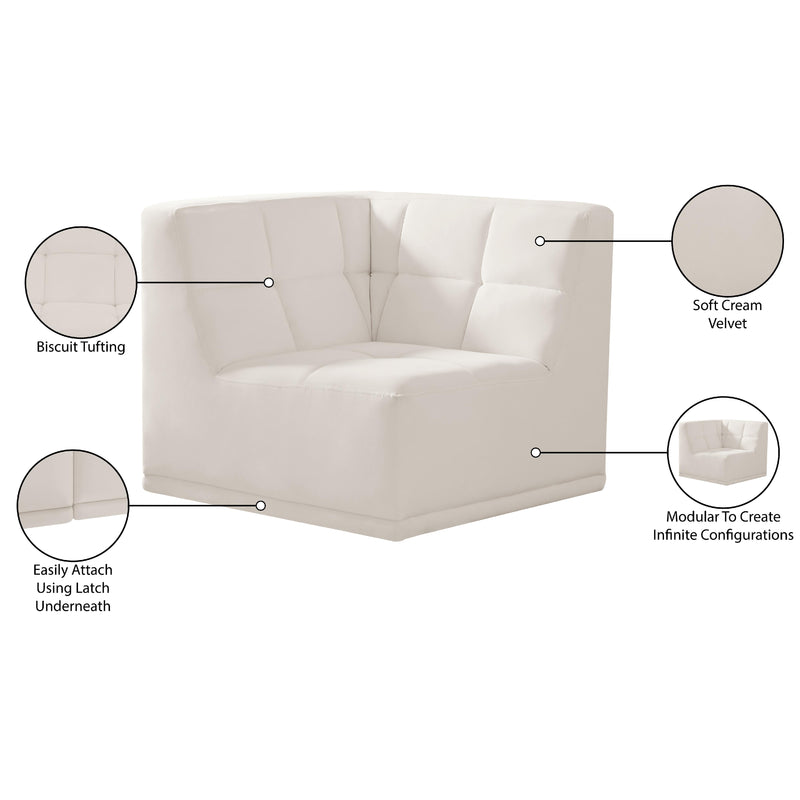 Meridian Relax Cream Velvet Corner Chair IMAGE 11