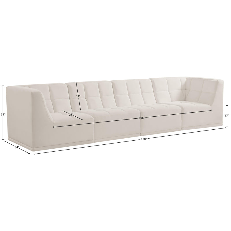 Meridian Relax Cream Velvet Modular Sofa IMAGE 11
