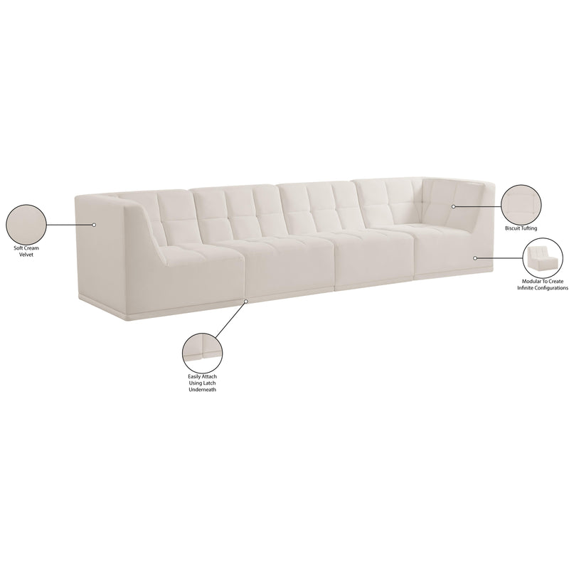 Meridian Relax Cream Velvet Modular Sofa IMAGE 12