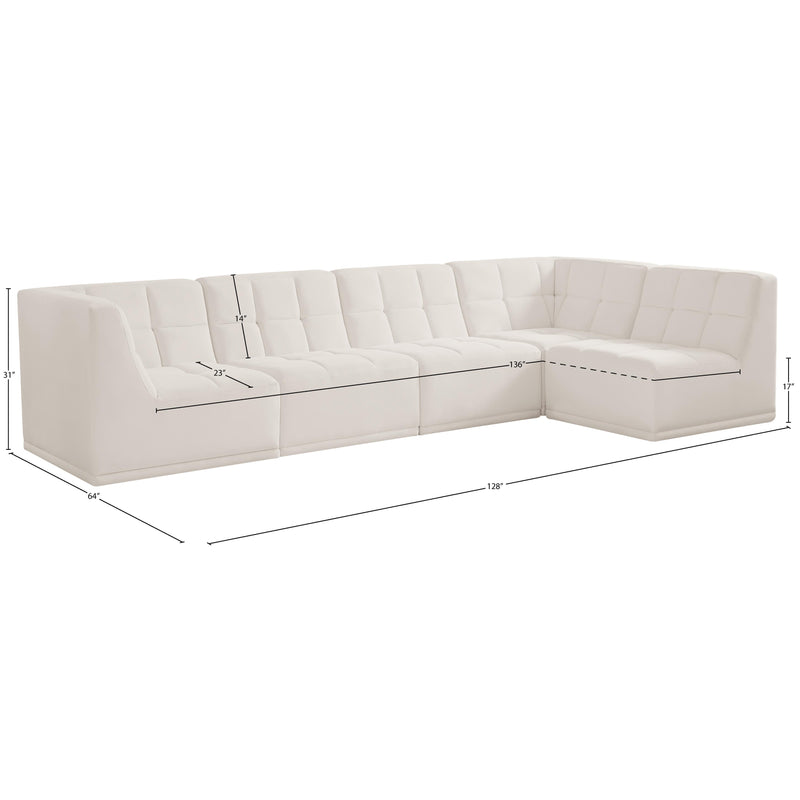 Meridian Relax Cream Velvet Modular Sectional IMAGE 14
