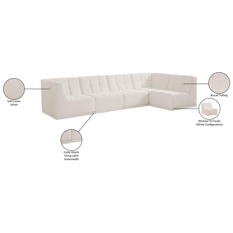 Meridian Relax Cream Velvet Modular Sectional IMAGE 15