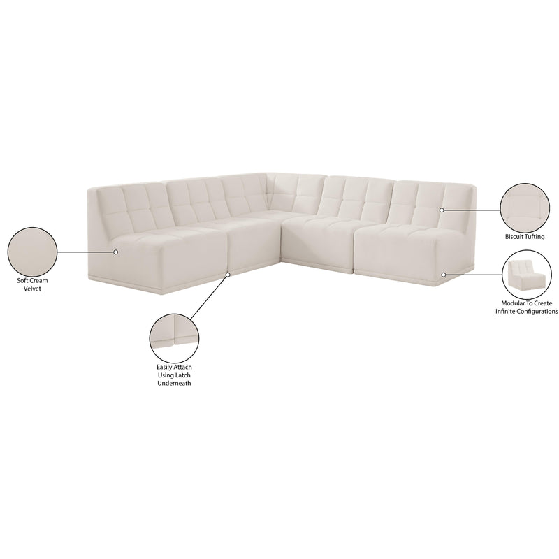 Meridian Relax Cream Velvet Modular Sectional IMAGE 12