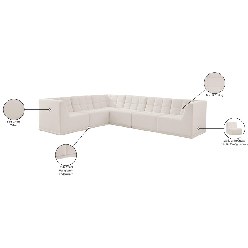 Meridian Relax Cream Velvet Modular Sectional IMAGE 15