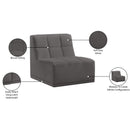Meridian Relax Grey Velvet Armless Chair IMAGE 11