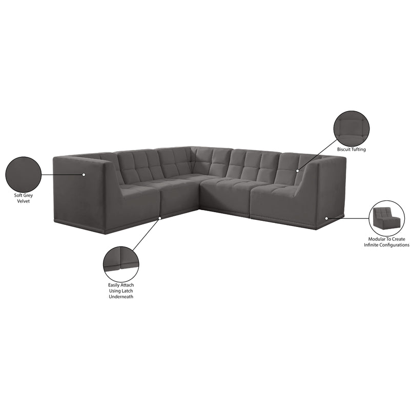 Meridian Relax Grey Velvet Modular Sectional IMAGE 11