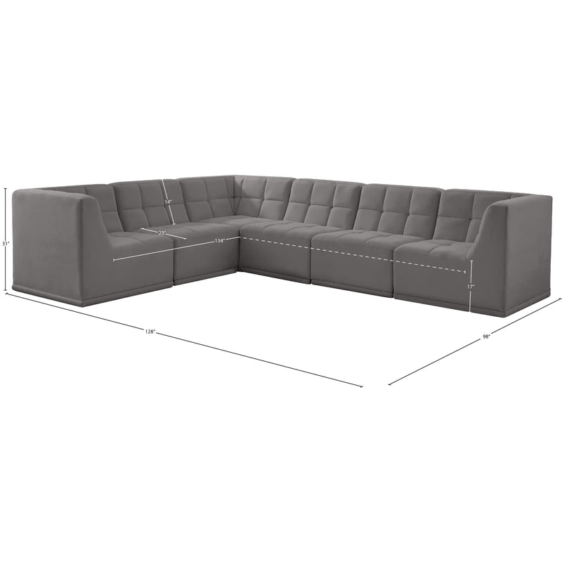 Meridian Relax Grey Velvet Modular Sectional IMAGE 14