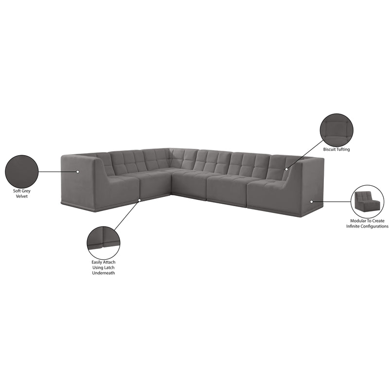 Meridian Relax Grey Velvet Modular Sectional IMAGE 15