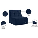Meridian Relax Navy Velvet Armless Chair IMAGE 11