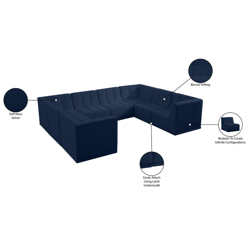Meridian Relax Navy Velvet Modular Sectional IMAGE 11