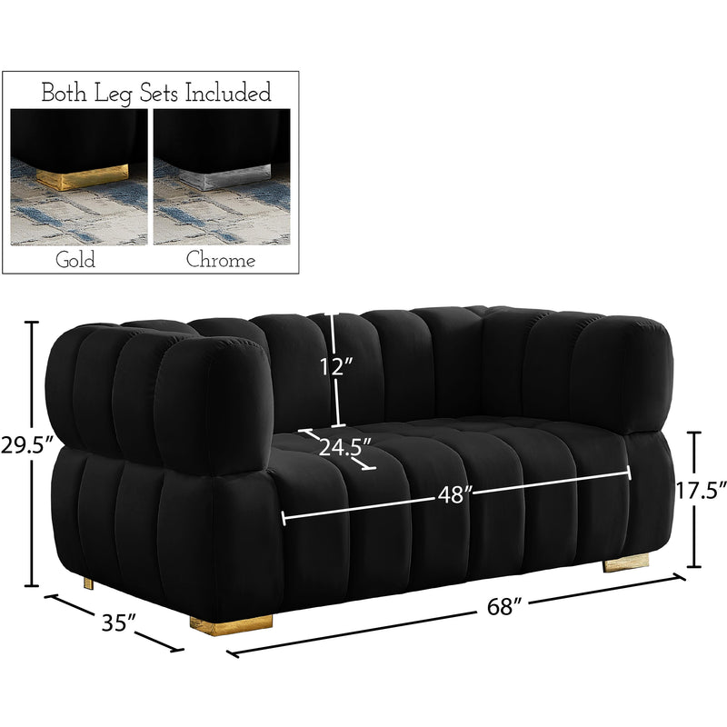 Meridian Gwen Black Velvet Loveseat IMAGE 15