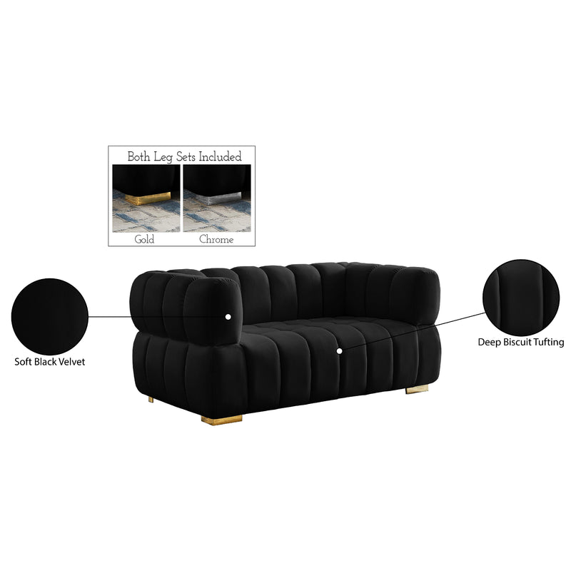 Meridian Gwen Black Velvet Loveseat IMAGE 16