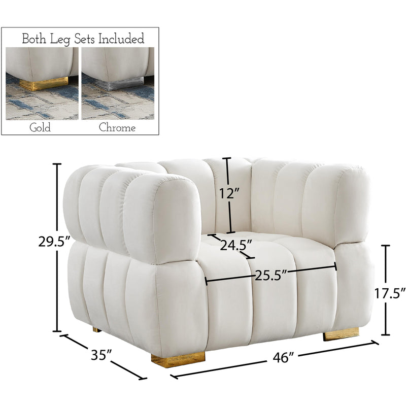 Meridian Gwen Cream Velvet Chair IMAGE 15