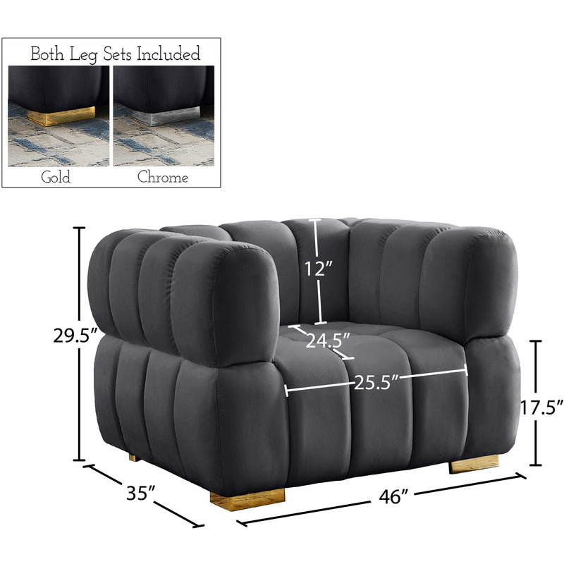 Meridian Gwen Grey Velvet Chair IMAGE 15