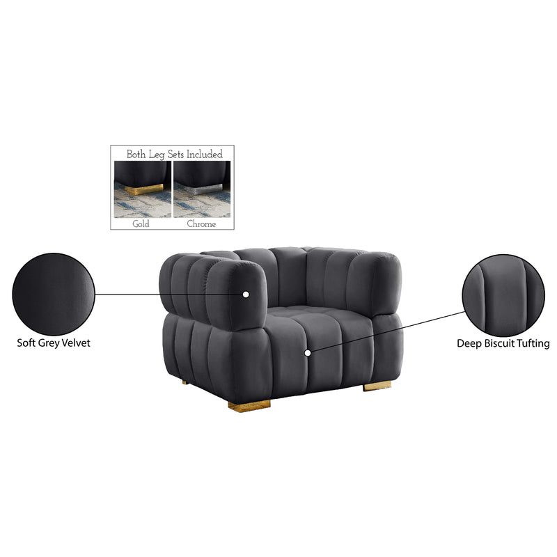 Meridian Gwen Grey Velvet Chair IMAGE 16