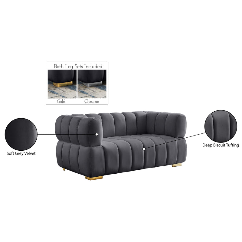 Meridian Gwen Grey Velvet Loveseat IMAGE 16