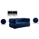 Meridian Gwen Navy Velvet Loveseat IMAGE 16