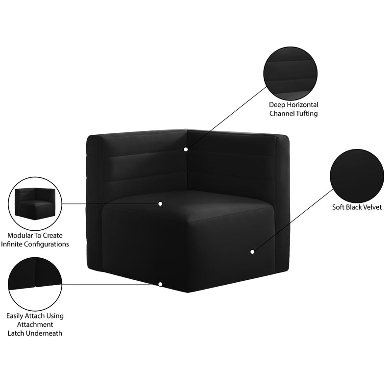 Meridian Quincy Black Velvet Modular Corner Chair IMAGE 14