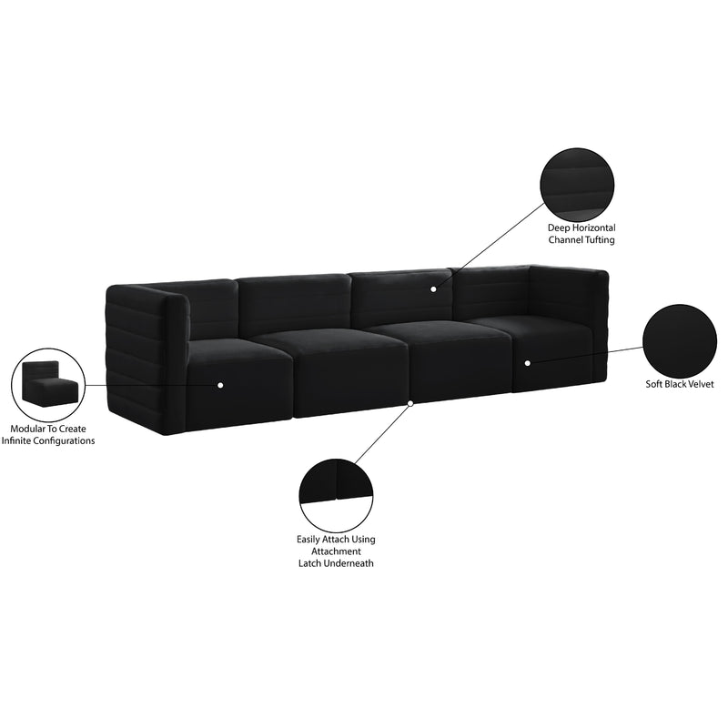 Meridian Quincy Black Velvet Modular Sofa IMAGE 15