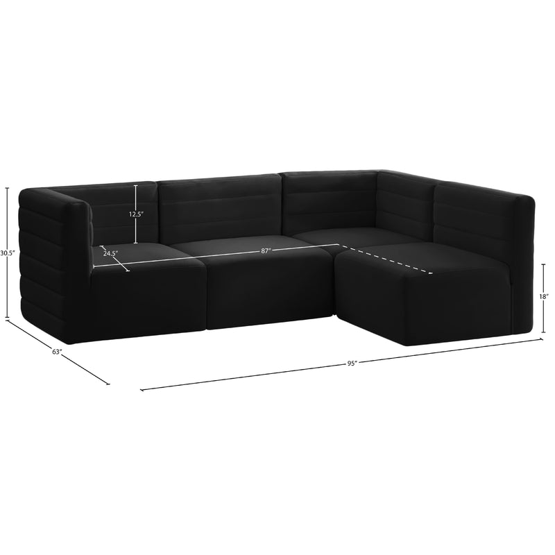 Meridian Quincy Black Velvet Modular Sectional IMAGE 14