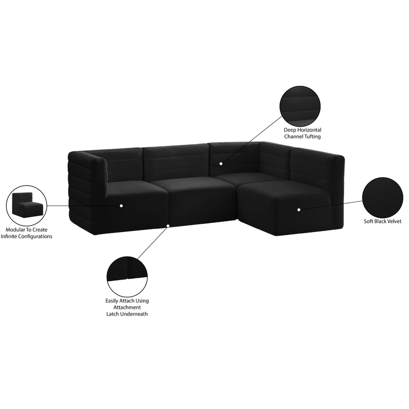 Meridian Quincy Black Velvet Modular Sectional IMAGE 15