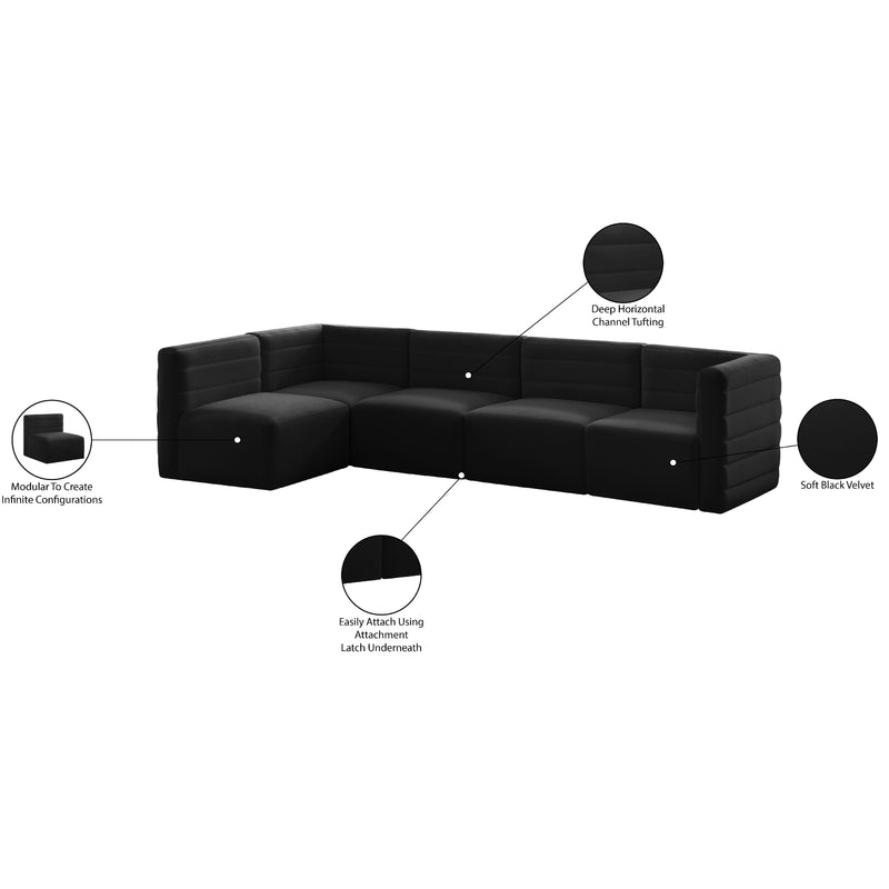 Meridian Quincy Black Velvet Modular Sectional IMAGE 15