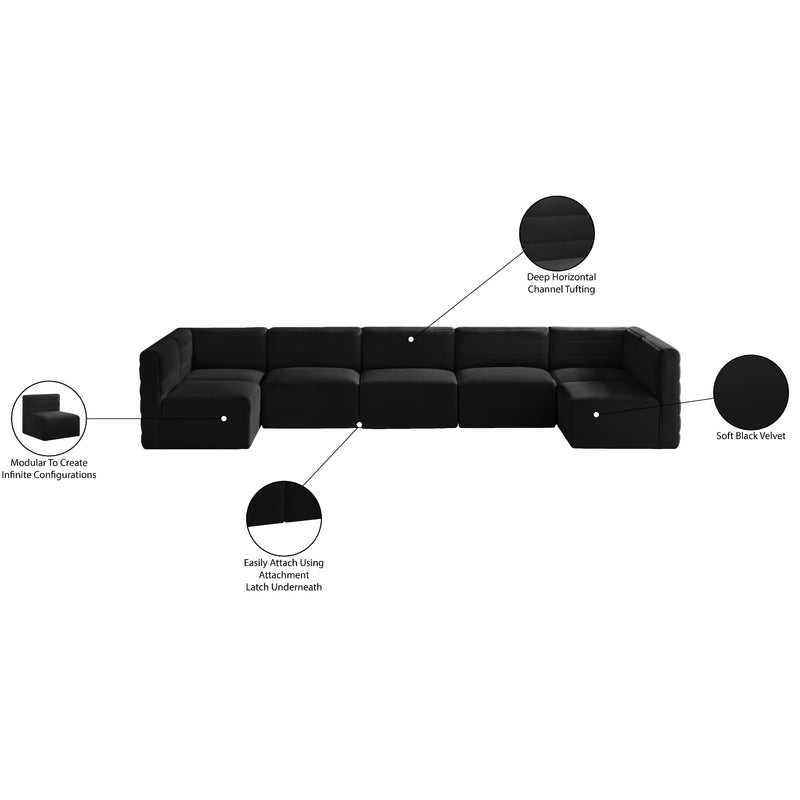 Meridian Quincy Black Velvet Modular Sectional IMAGE 15