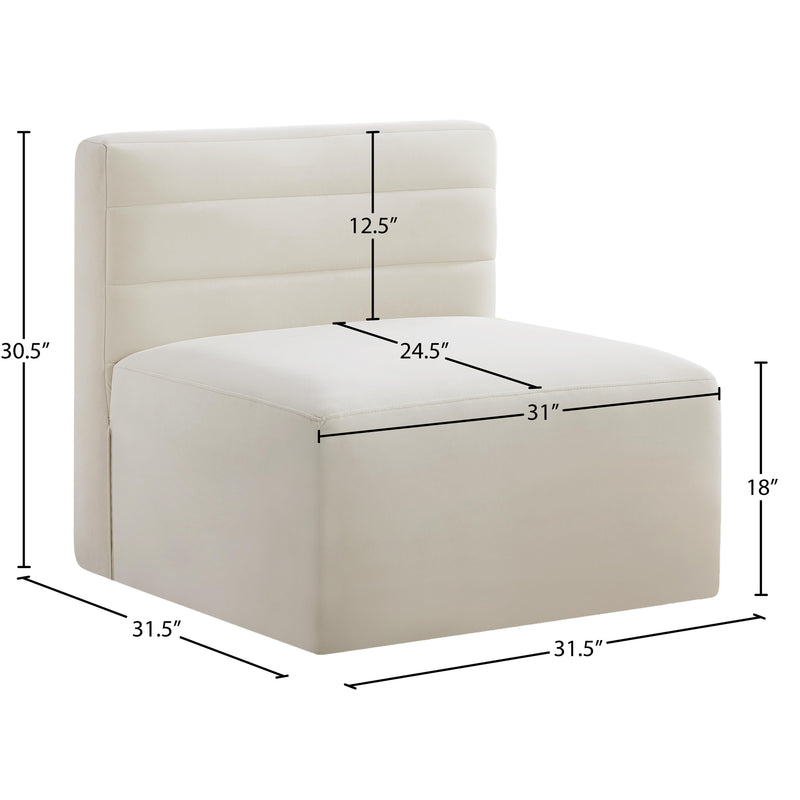 Meridian Quincy Cream Velvet Modular Armless Chair IMAGE 14