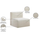 Meridian Quincy Cream Velvet Modular Armless Chair IMAGE 15
