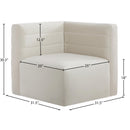 Meridian Quincy Cream Velvet Modular Corner Chair IMAGE 13