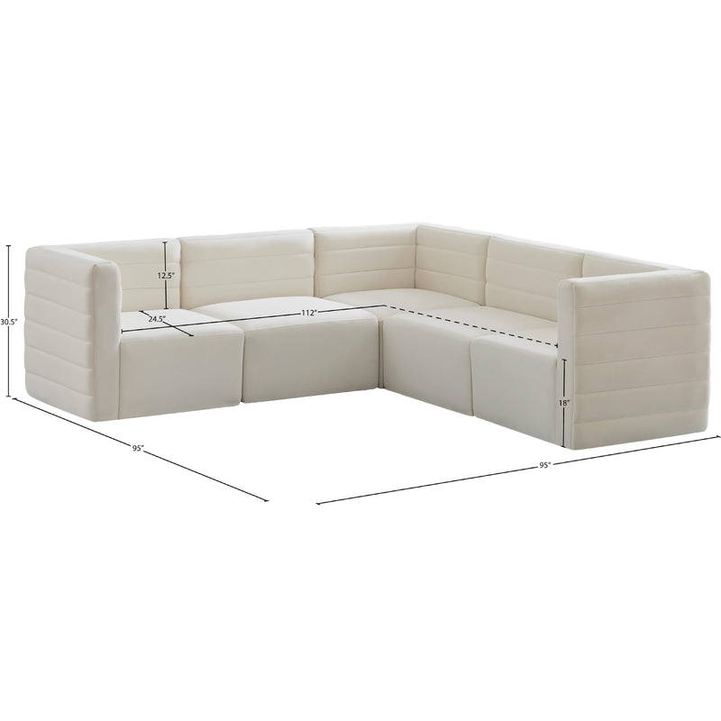 Meridian Quincy Cream Velvet Modular Sectional IMAGE 13