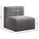 Meridian Quincy Grey Velvet Modular Armless Chair IMAGE 14