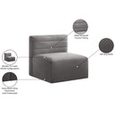 Meridian Quincy Grey Velvet Modular Armless Chair IMAGE 15