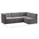 Meridian Quincy Grey Velvet Modular Sectional IMAGE 14