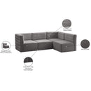Meridian Quincy Grey Velvet Modular Sectional IMAGE 15