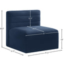 Meridian Quincy Navy Velvet Modular Armless Chair IMAGE 14
