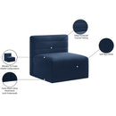 Meridian Quincy Navy Velvet Modular Armless Chair IMAGE 15